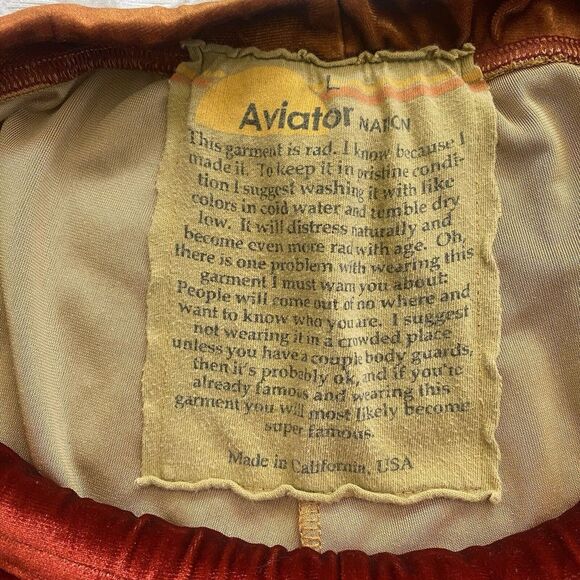 AVIATOR NATION Women L Red Velvet Sweatpants Joggers Velour Galaxy Star READ - Picture 5 of 12